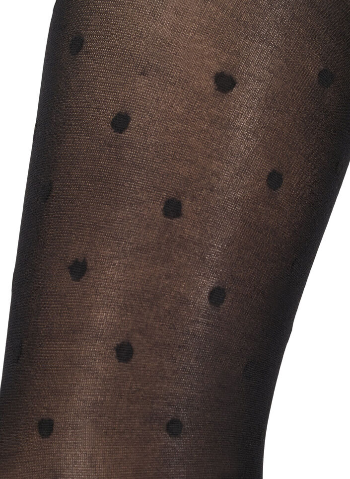 40 denier polka dotted tights, Black, Packshot image number 1