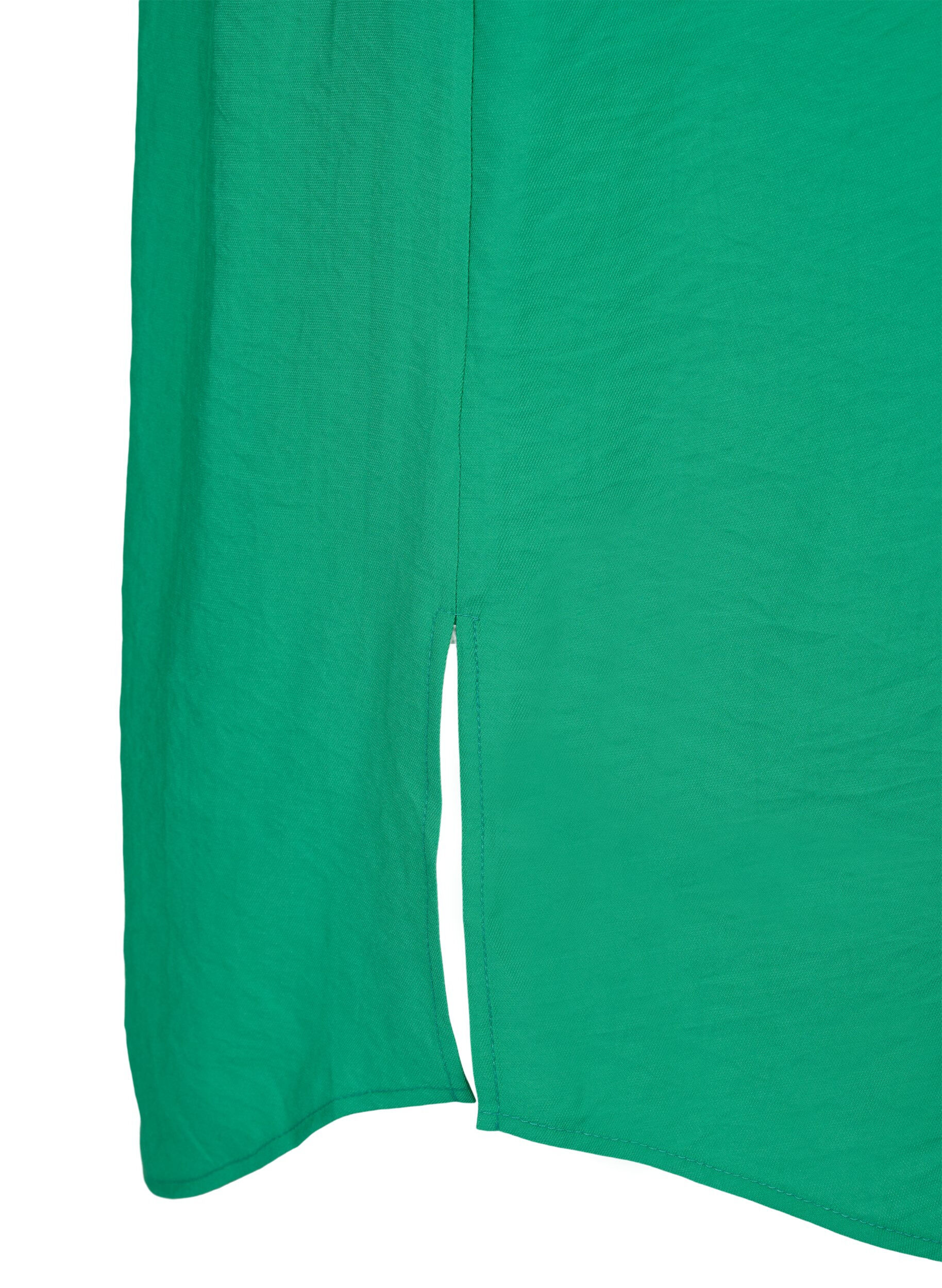 Zizzifashion Long viscose shirt with slits, Mint, Packshot image number 3