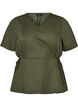 Blouse in a cotton blend with a V-neck and tie-string, Green, Packshot image number 0