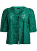 Lace blouse with 3/4 sleeves and bows on the front, Green, Packshot image number 0