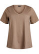 Short sleeve basic t-shirt with v-neck, Brown, Packshot image number 0
