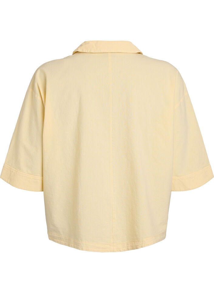 Loose blouse with collar and 1/2 sleeves, Yellow, Packshot image number 1