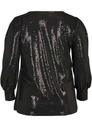 Sequined blouse with 3/4 length sleeves, Black, Packshot image number 1
