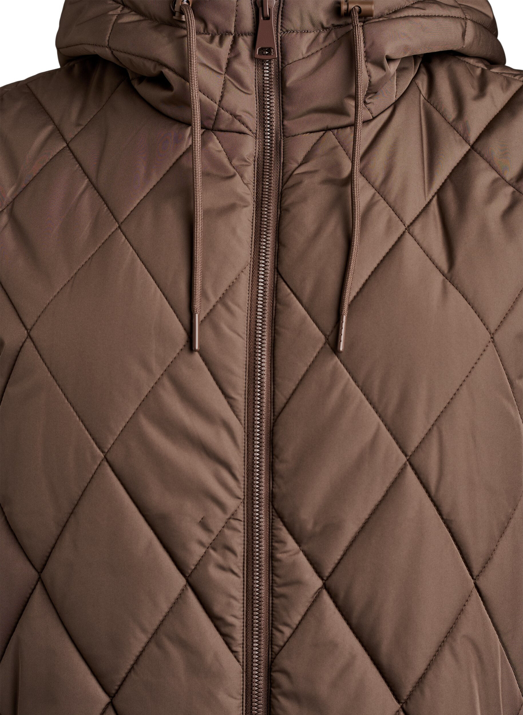 ZizzifashionMid-length quilted gilet with hood, Brown, Packshot image number 2