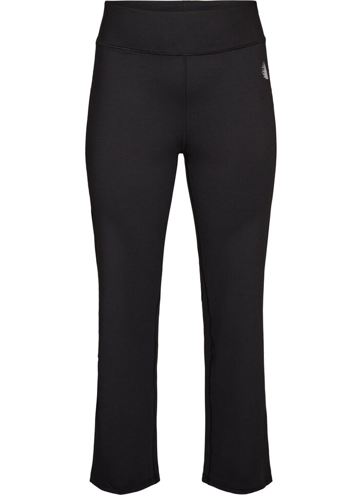 Bootcut training tights with a high waist, Black, Packshot image number 0