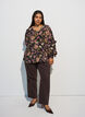 Blouse with floral print and ruffle details, Black, Model image number 1