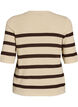 Knitted blouse with stripes and short sleeves, Vanilla, Packshot image number 1