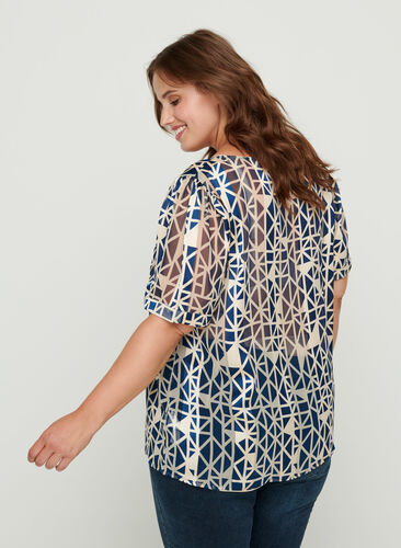 Short-sleeve printed blouse, Graphic AOP, Model image number 1