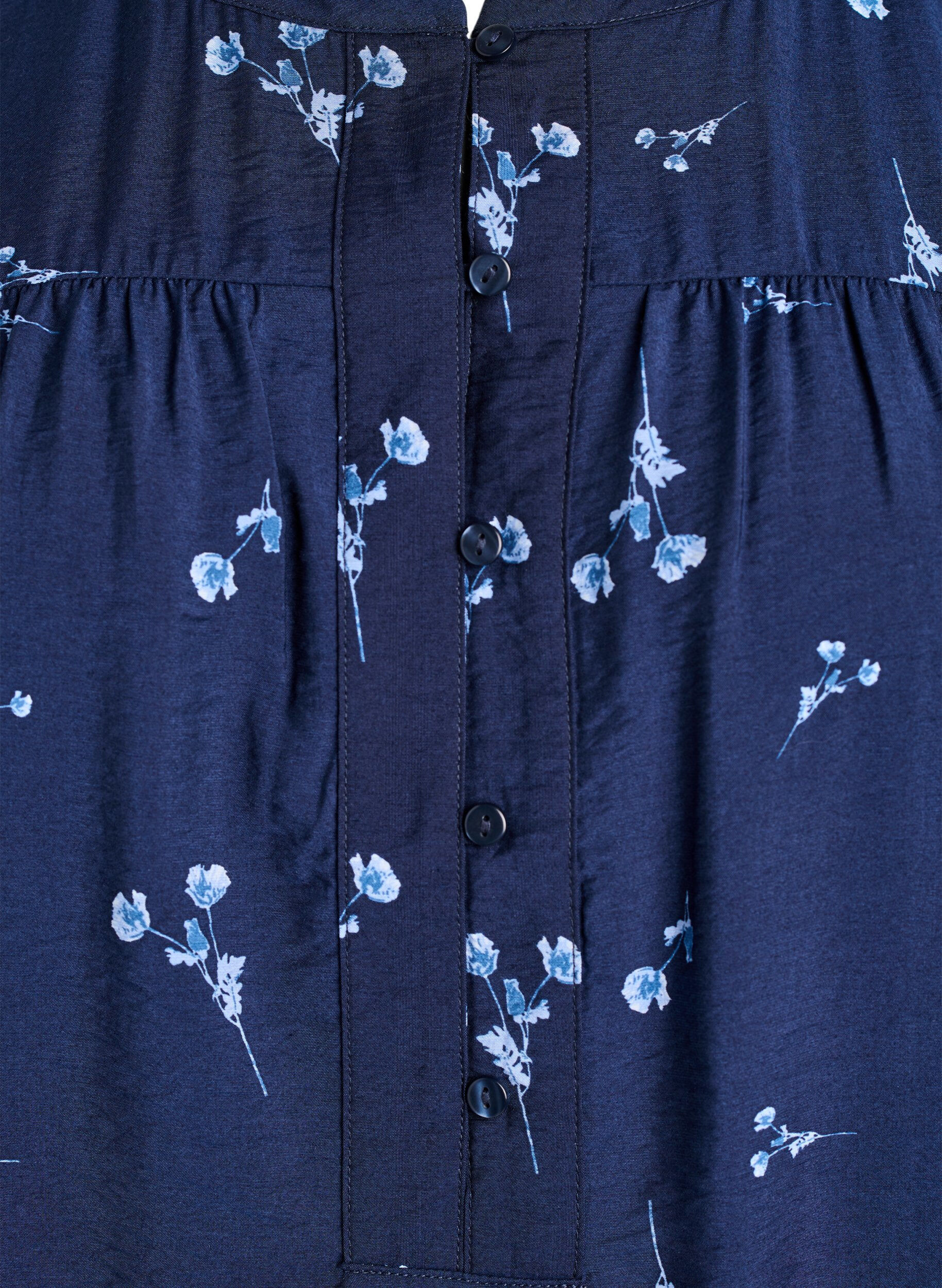 Zizzifashion Blouse with button fastening and small flowers, Blue, Packshot image number 2