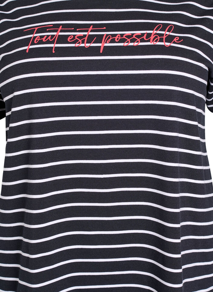 Striped T-shirt with text print, Black, Packshot image number 2