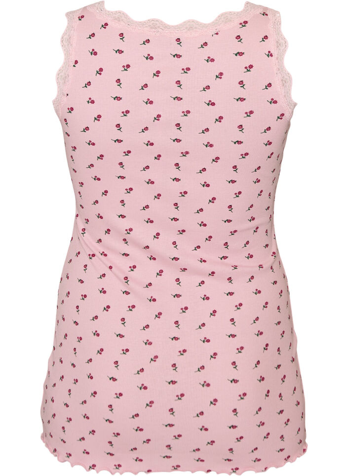 Top with print and lace edge, Red, Packshot image number 1
