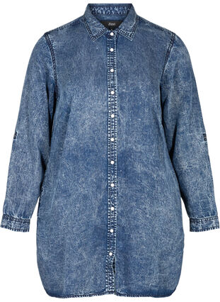 Long lyocell shirt, Denim blue stone wash, Packshot image number 0