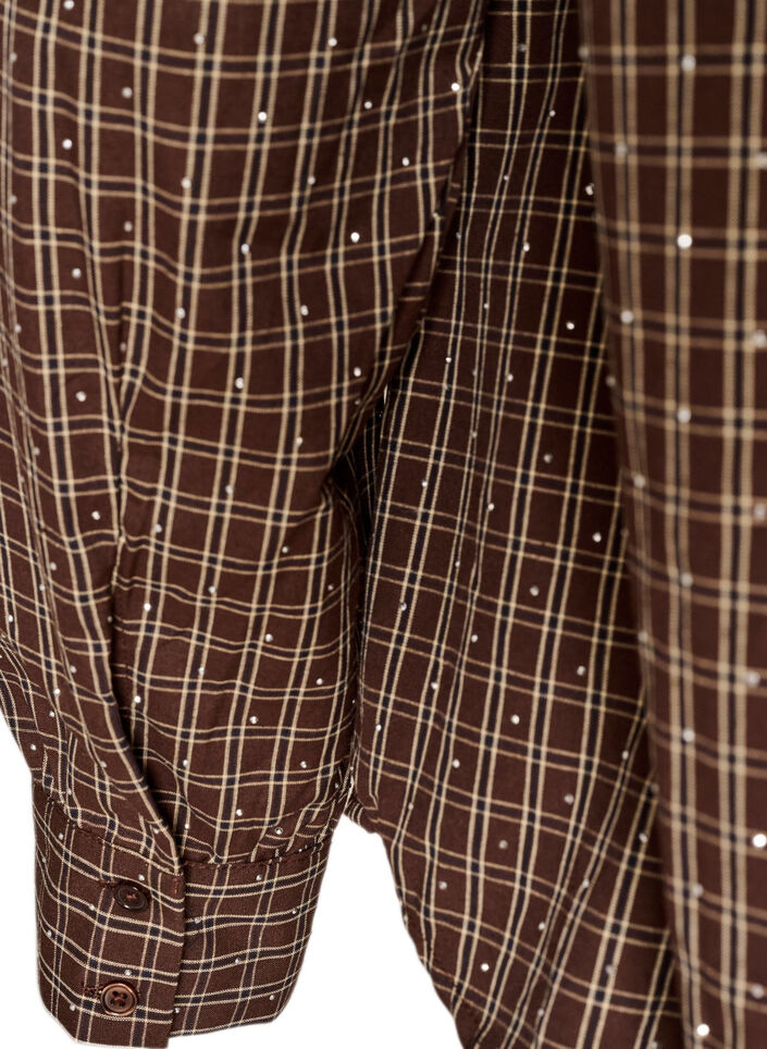 Checked shirt with rhinestones, Brown, Packshot image number 3