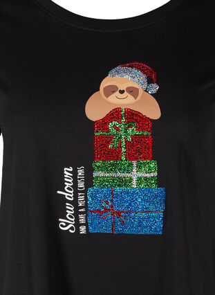 Christmas t-shirt in cotton, Black Gift, Packshot image number 2