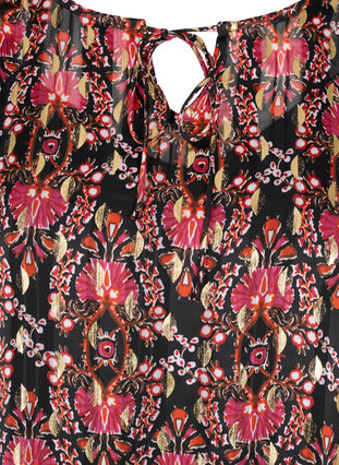 Printed maxi dress with long sleeves, Black Oriental, Packshot image number 2