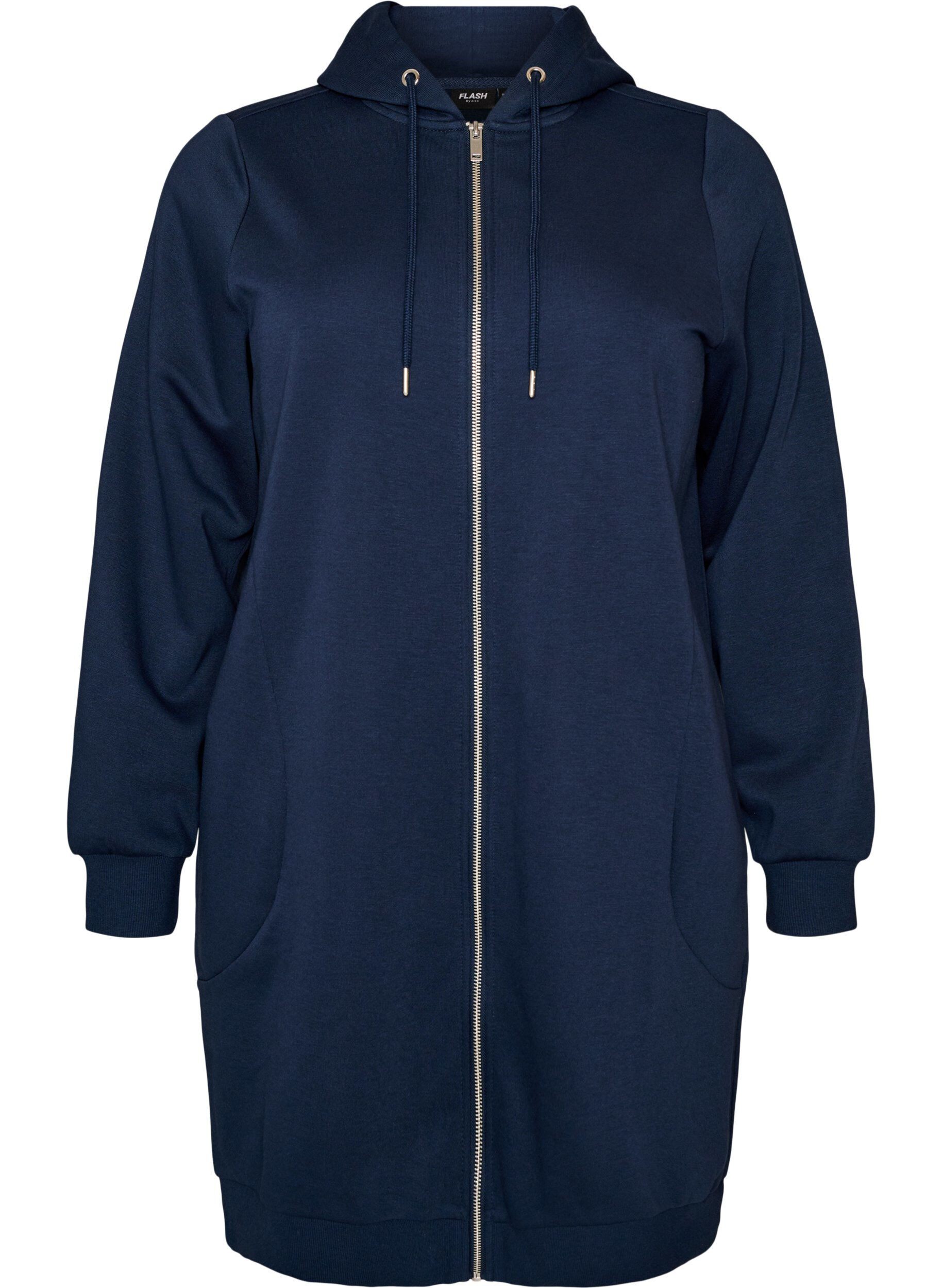 FLASH - Long hoodie with zip and pockets