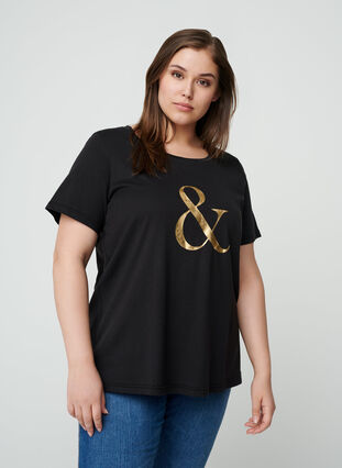 Short-sleeved t-shirt with print, Black , Model image number 0