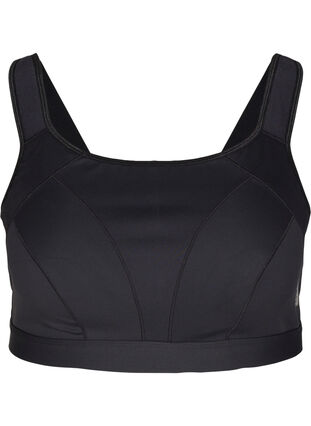 Sports bra with adjustable straps, Black, Packshot image number 0