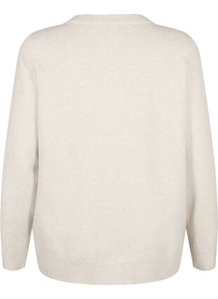 Long-sleeved pullover with round neck	, Pumice Stone Mel., Packshot image number 1