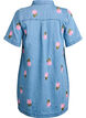 Short denim dress with embroidered flowers, Light Blue, Packshot image number 1