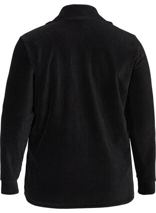 High neck velour blouse with zip, Black, Packshot image number 1