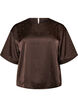 Satin blouse with rhinestones and elbow-length sleeves, Brown, Packshot image number 0