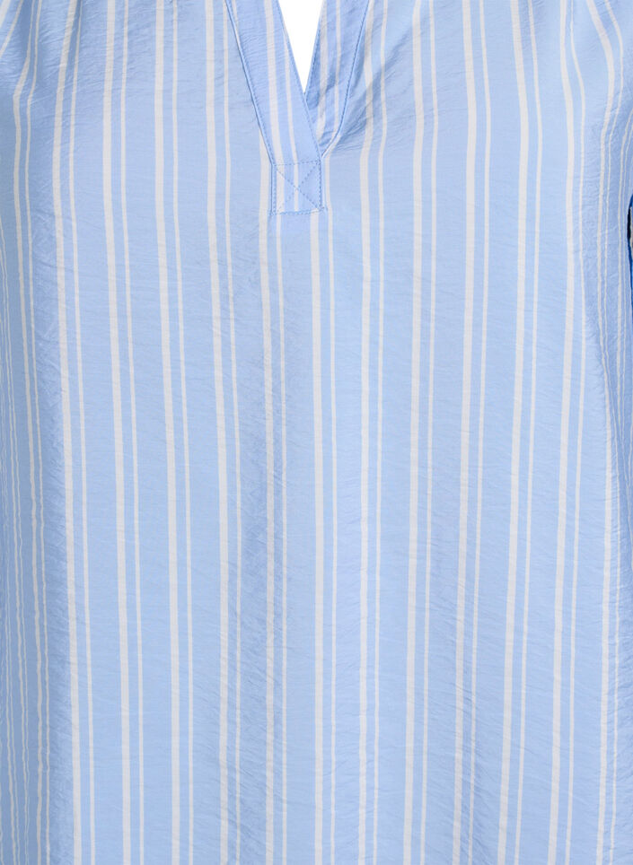 FLASH - Striped shirt blouse with V-neck, Light Blue, Packshot image number 2