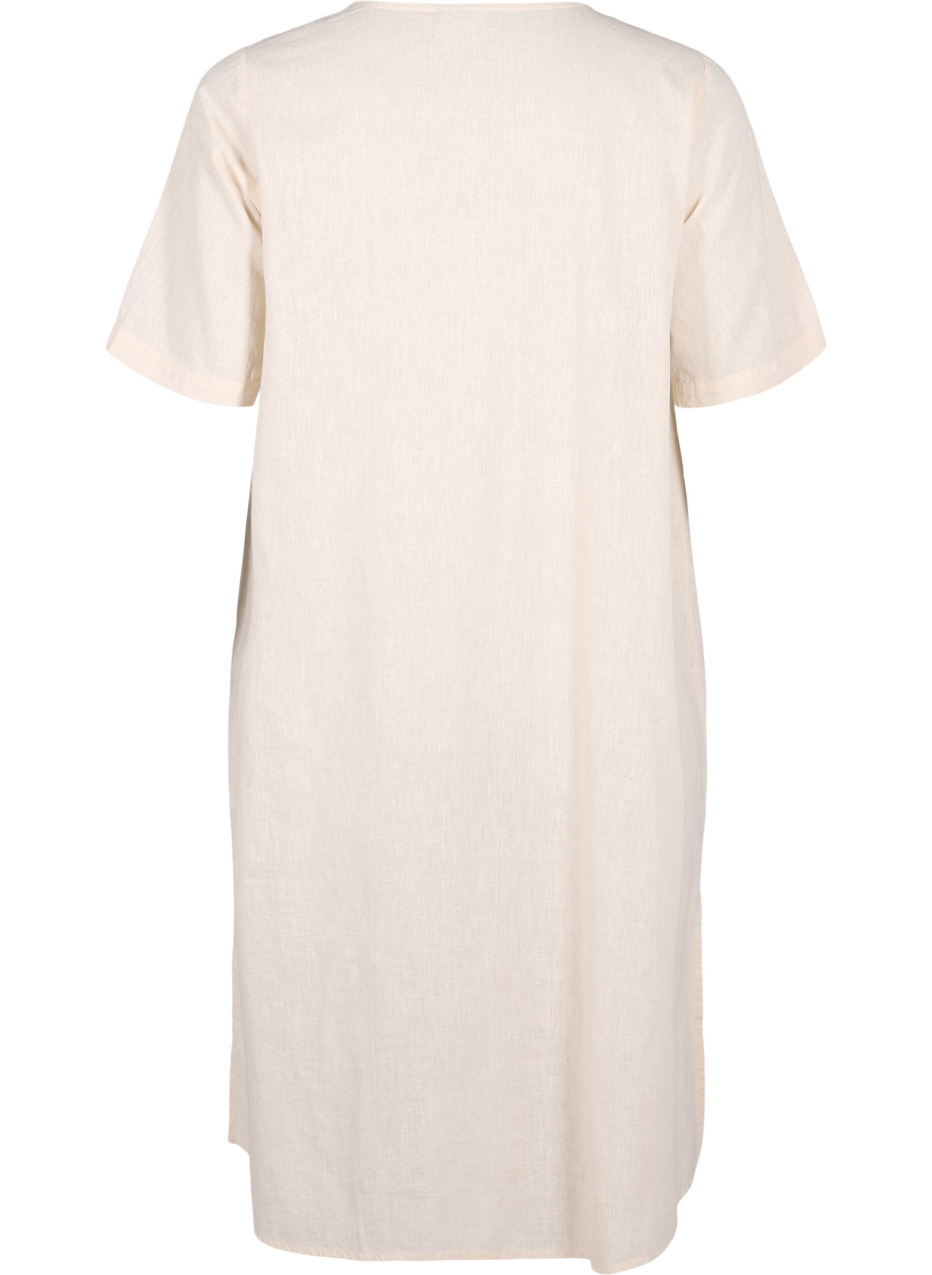 Zizzifashion Cotton blend kaftan dress with linen, Beige, Packshot image number 1
