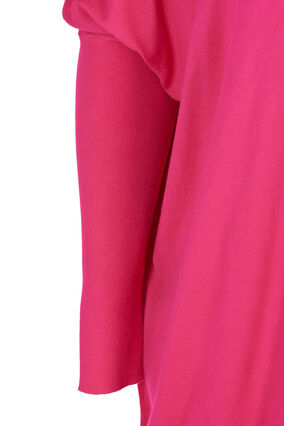 Loose knitted blouse with ribbed edges, Pink Yarrow, Packshot image number 2