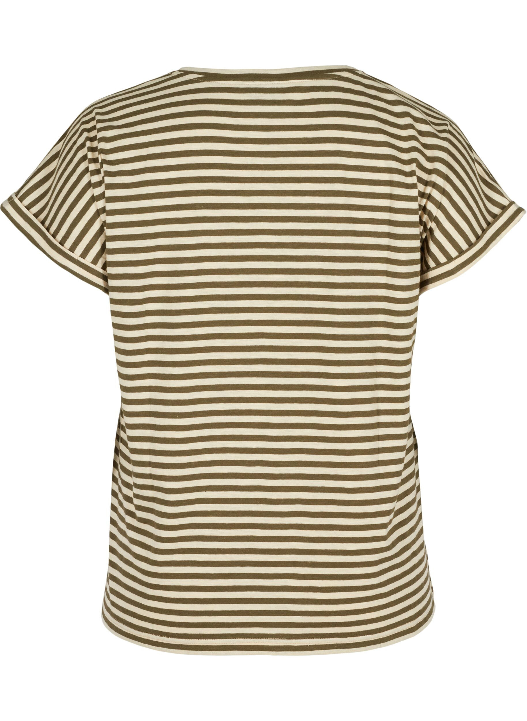 Zizzifashion Striped cotton t-shirt, Ivy Green Y/D, Packshot image number 1