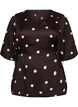 Polka dot viscose blouse with V-neck and tie-fastening, Brown, Packshot image number 0