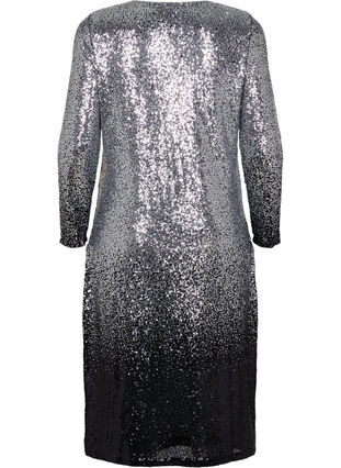 Sequin dress with long sleeves and slit, Silver Black, Packshot image number 1