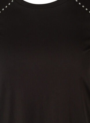 Short-sleeved cotton t-shirt with studs, Black, Packshot image number 2