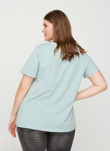 Basic t-shirt with v-neck, Gray mist, Model image number 1