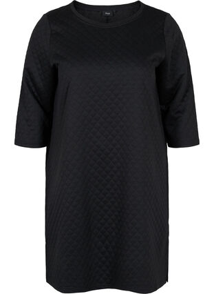 Structured dress with 3/4 sleeves, Black, Packshot image number 0