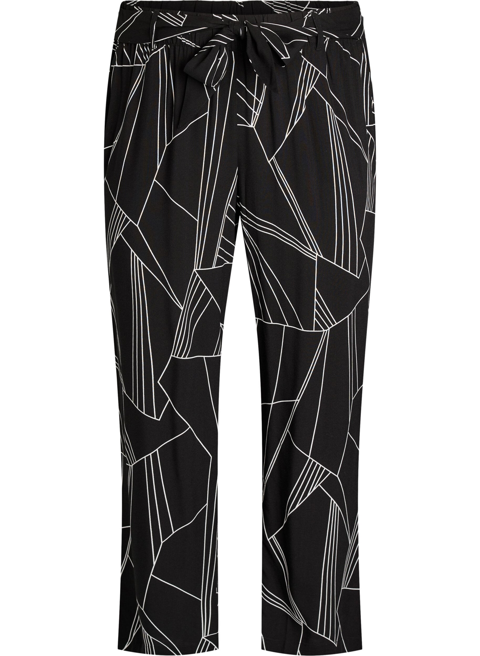 Zizzifashion High-waisted viscose trousers, Black, Packshot image number 0