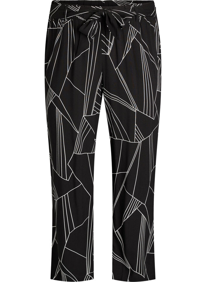 High-waisted viscose trousers, Black, Packshot image number 0