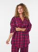 Checked cotton pyjama shirt with long sleeves, Red, Model image number 0