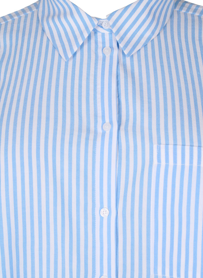 Long striped shirt with 3/4 sleeves, Light Blue, Packshot image number 2