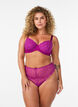 Floral lace thong with regular waist, Purple, Model image number 0