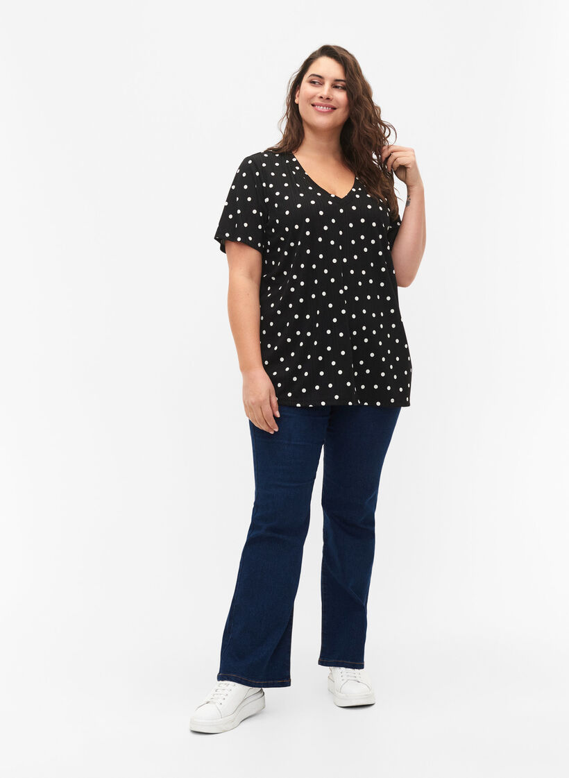 FLASH - Printed t-shirt with v-neck, Black Dot, Model image number 2
