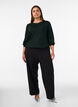 Blouse with vertical texture and glitter thread, Green, Model image number 1