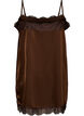 Long satin top with lace edges, Brown, Packshot image number 1
