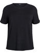 Short-sleeved knit blouse in viscose, Black, Packshot image number 0