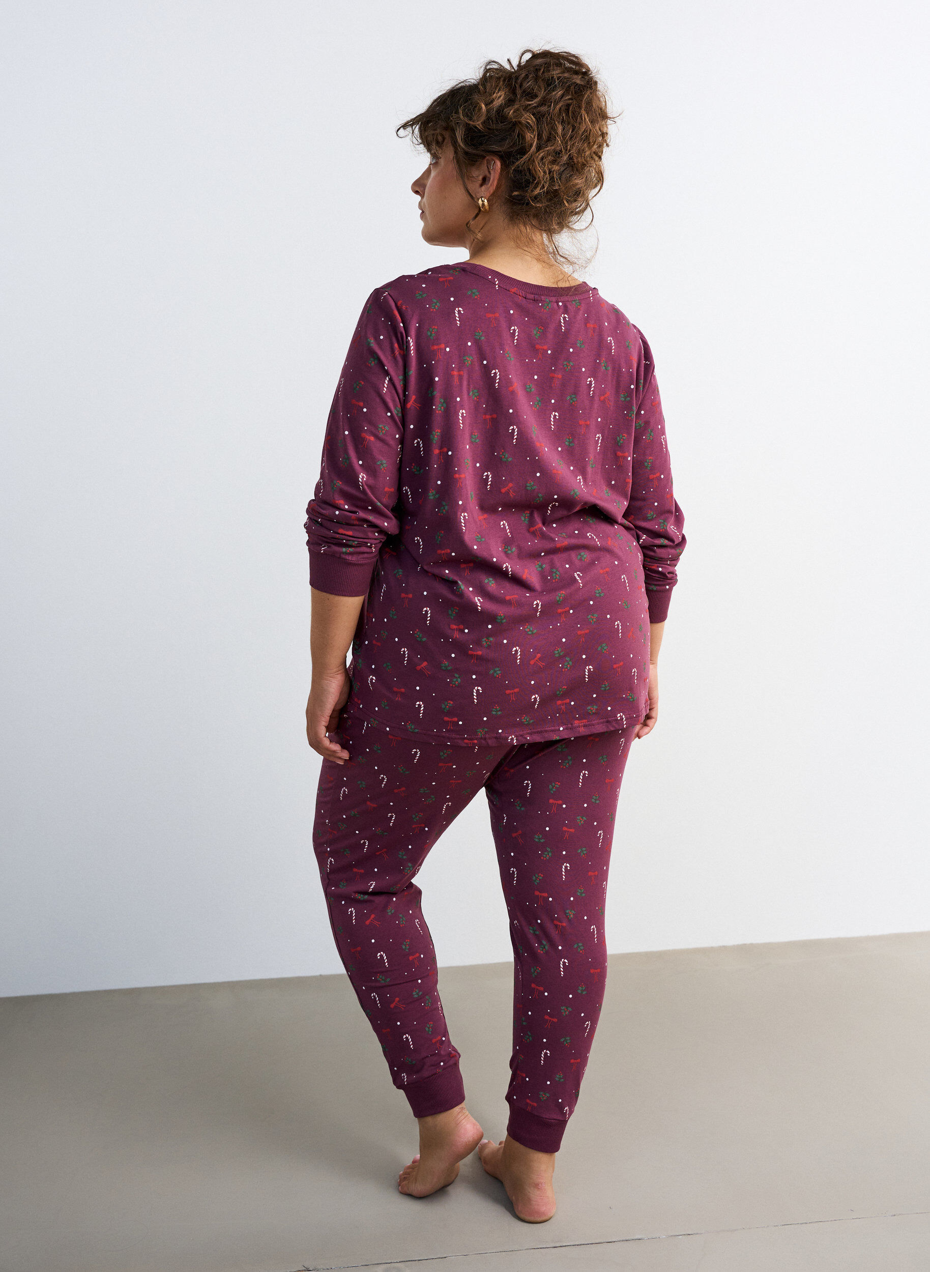 ZizzifashionPrinted night top, Dark Bordeaux, Model image number 2