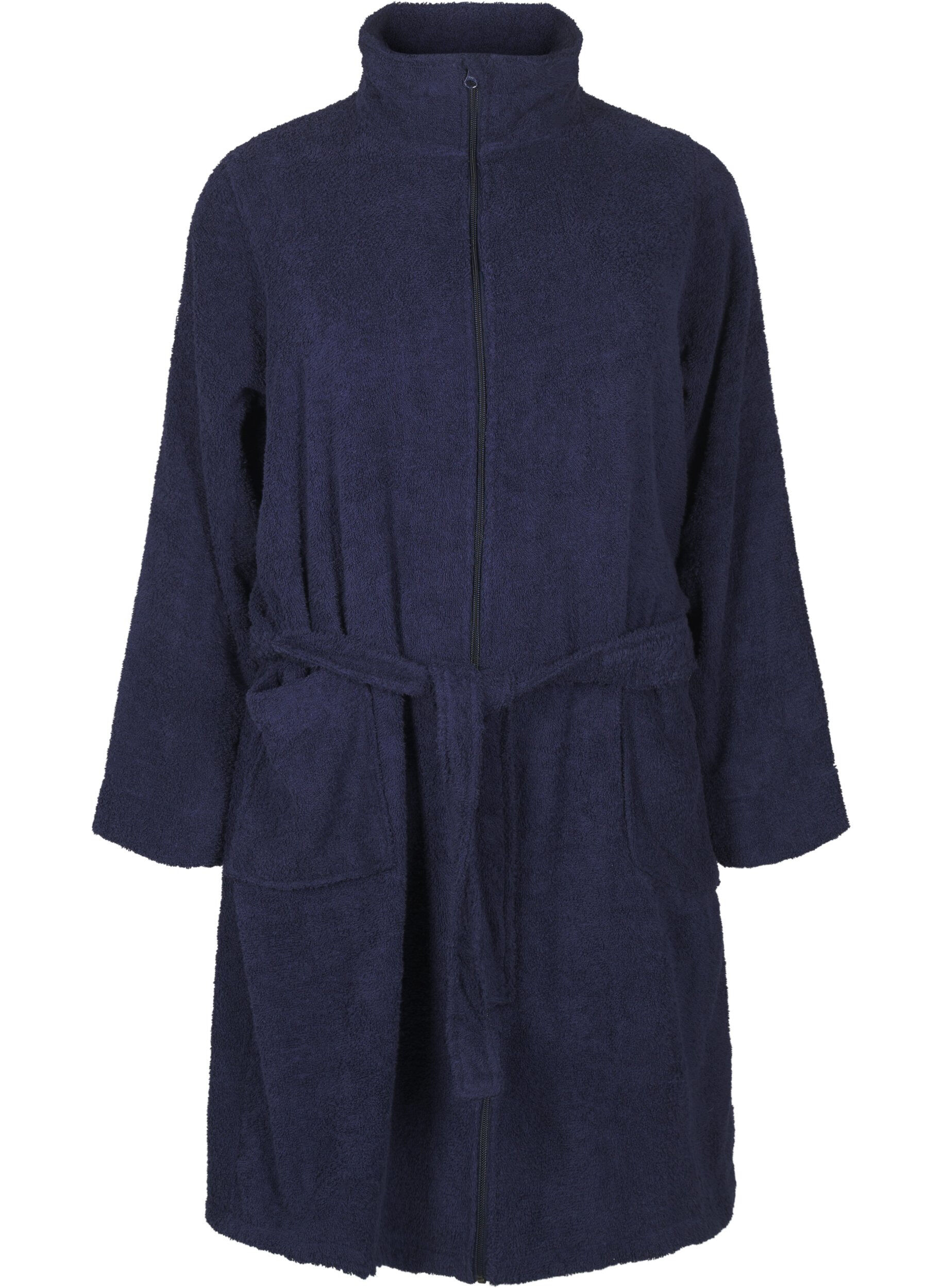 Zizzifashion Terry bathrobe with a zipper, Navy Blazer, Packshot image number 0