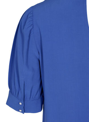 A-line blouse in viscose, Dazzling Blue, Packshot image number 3