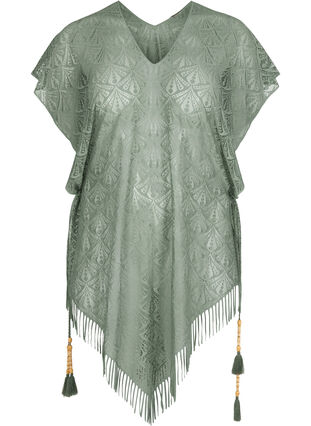 Short-sleeved beach dress with lace, Chinois Green, Packshot image number 0