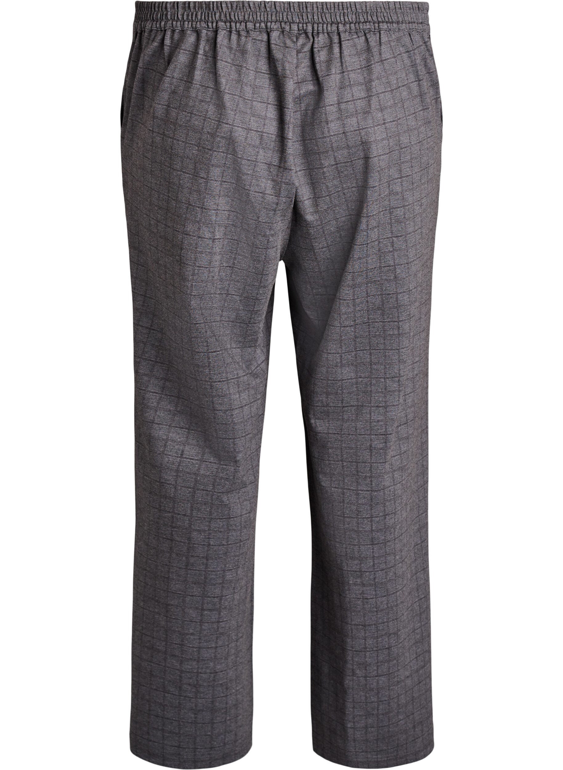 Zizzifashion Checked trousers with wide legs, Grey, Packshot image number 1