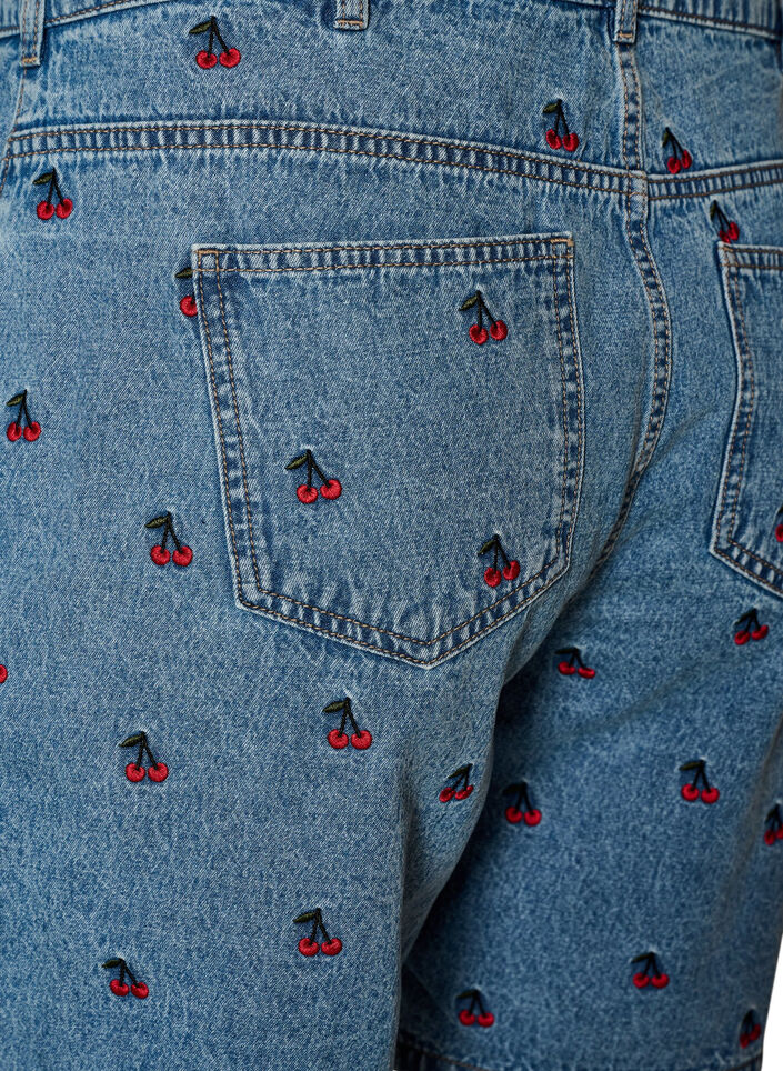 Embroidered denim shorts, Light Blue, Packshot image number 3